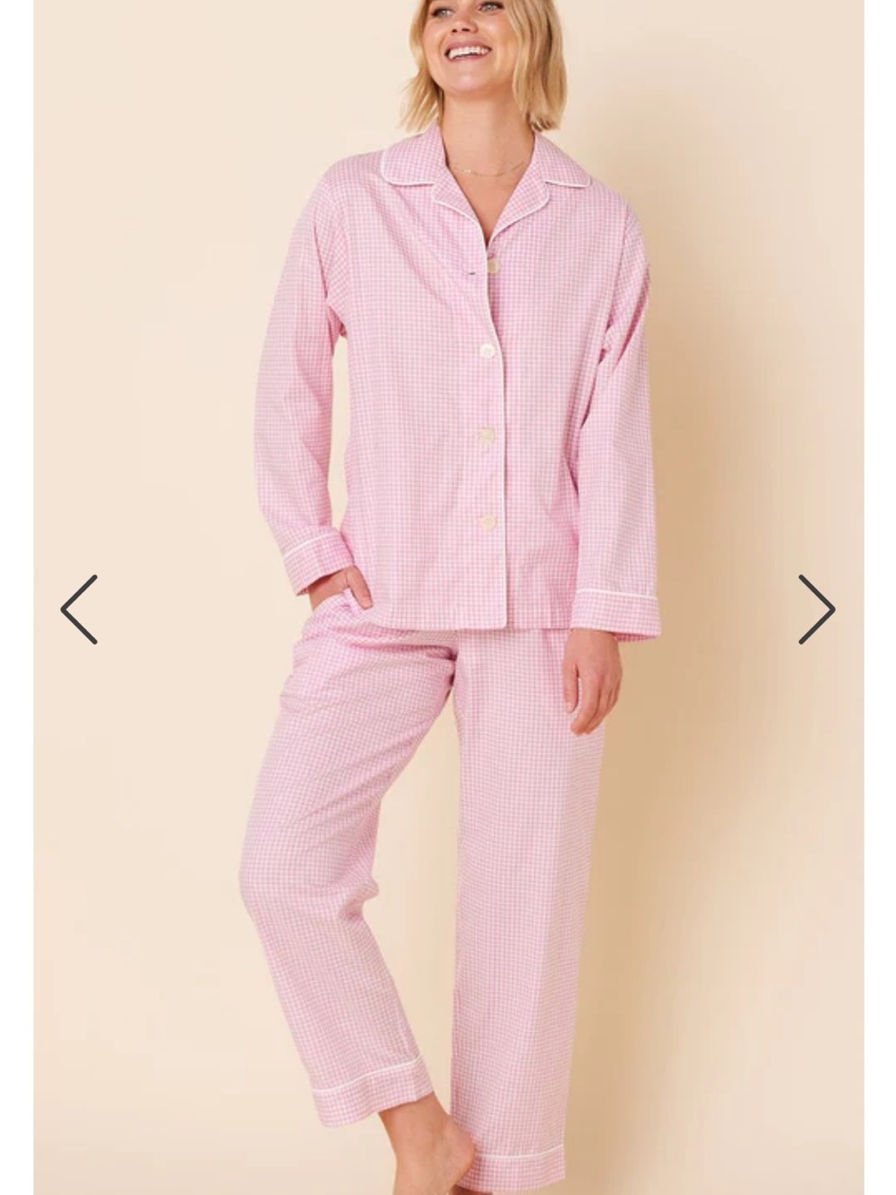 The Cats Pajamas Classic Gingham Luxe Pima Pajama - Pink M